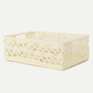 Heritage Lace Mode Crochet 12"x9"x5" Wire Frame Basket, Cream