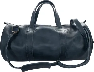 Hide & Drink, Luggage Duffle Bag with Detachable Shoulder Strap, Inner Keyring Holder, Messenger Bag, Travel Bag, Full Grain Leather, Handmade, Slate Blue
