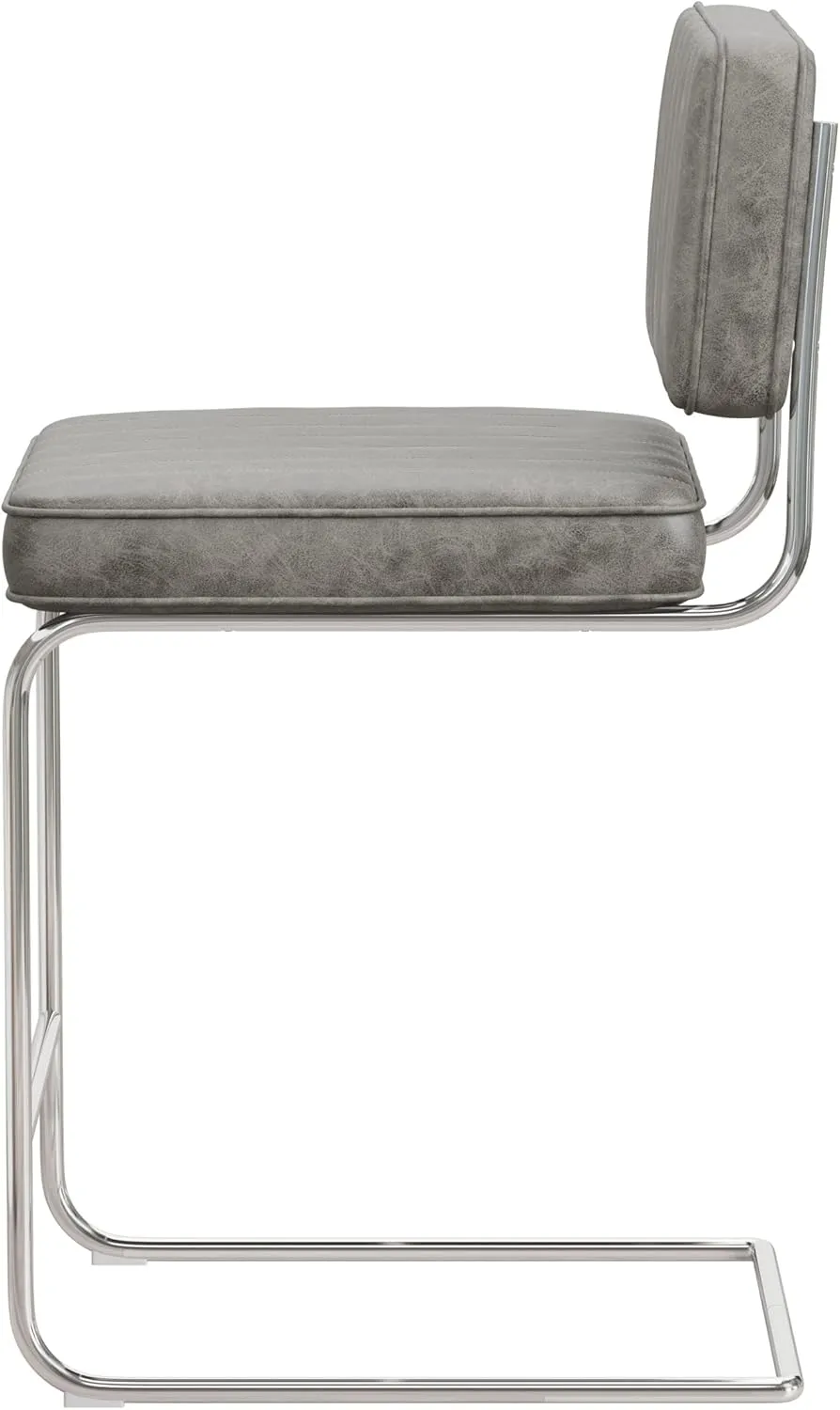 Hillsdale, Breuer Metal Counter Height Stools with Vertical Tufting, Set of 2, Gray