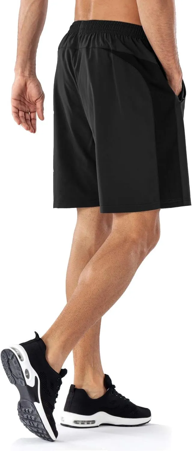 HMIYA Men's Casual Sports Quick Dry Workout Running or Gym Training Short with Zipper Pockets