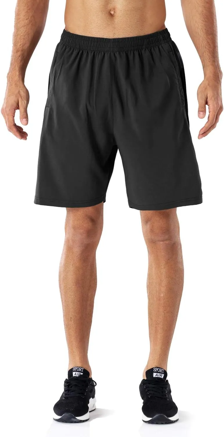 HMIYA Men's Casual Sports Quick Dry Workout Running or Gym Training Short with Zipper Pockets