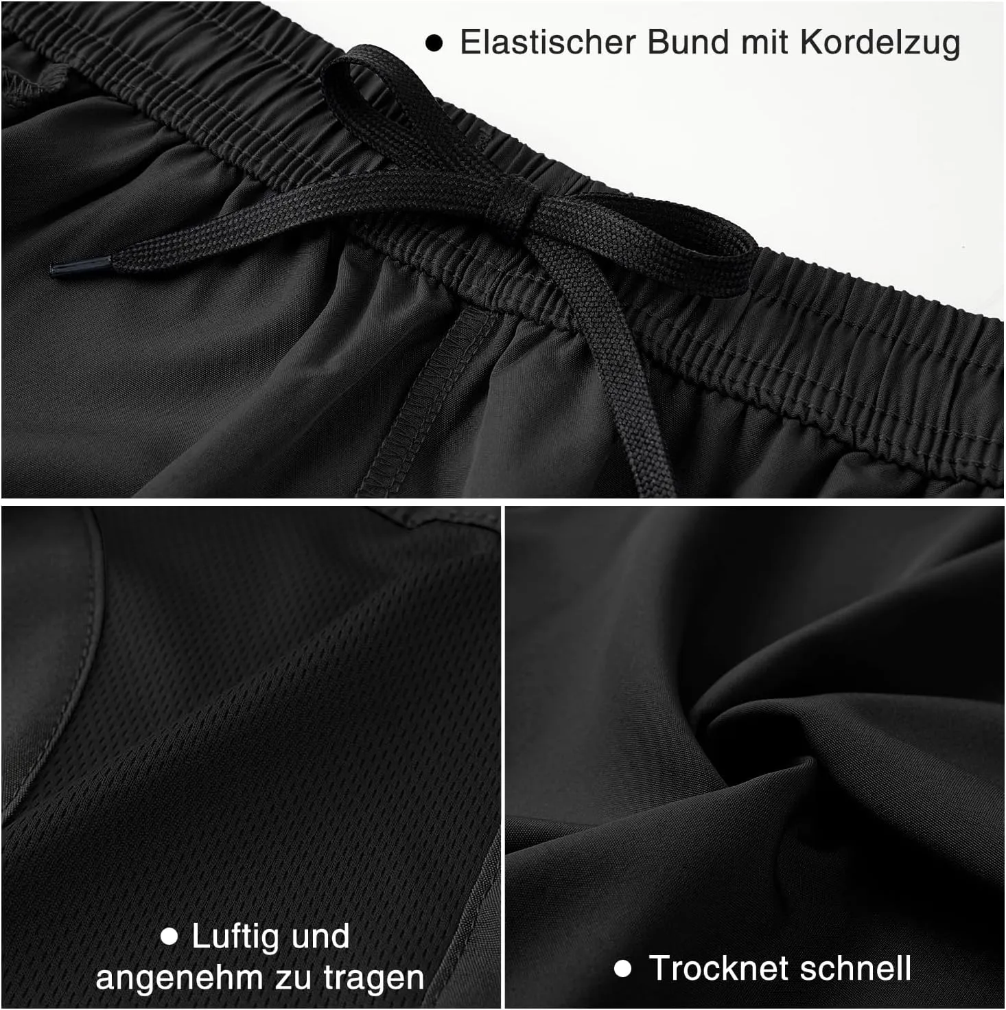 HMIYA Men's Casual Sports Quick Dry Workout Running or Gym Training Short with Zipper Pockets