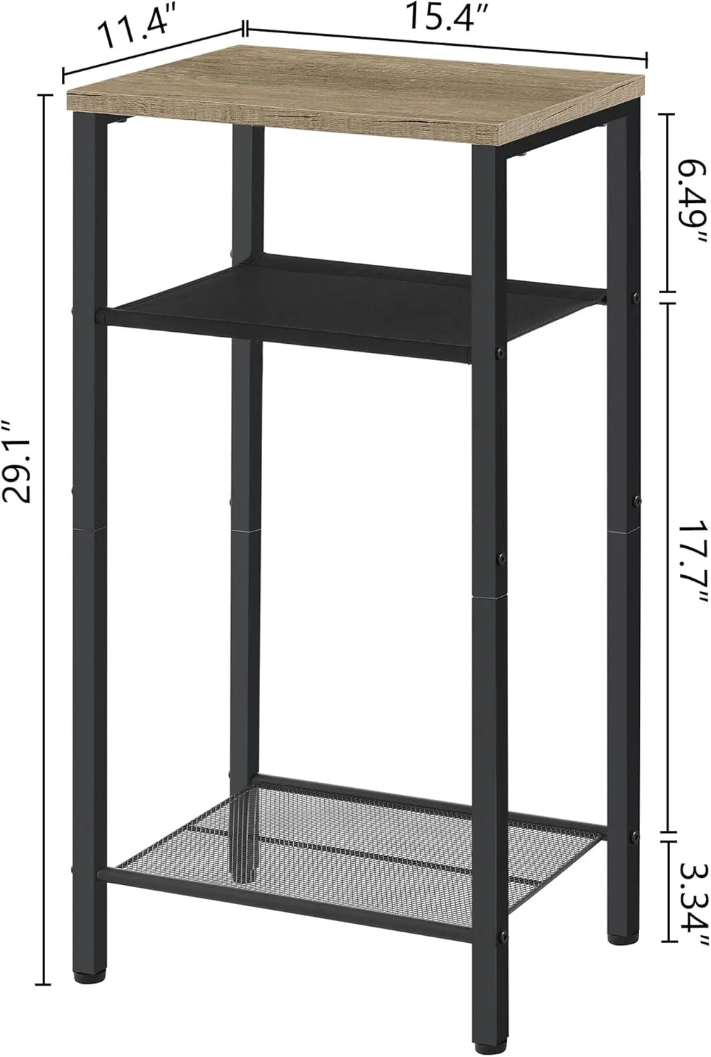 Hoctieon 3 Tier End Table, Telephone Table, Tall Side Table with Storage, Small Nightstand for Small Spaces, Metal Frame, For Living Room, Bedroom, Sofa Couch, Hall, Easy Assembly, Greige