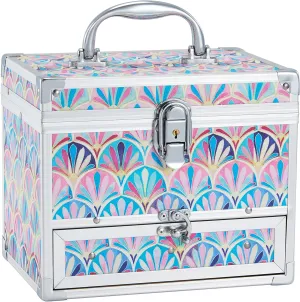 Hododou Girls Jewelry Box Organizer with Drawer & Mirror, Mermaid Tail Style Lockable Storage Case for Kid or Little Girls Jewelry and Hair Accessories