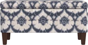HomePop Large Decorative Storage Bench - Blue Medallion Print