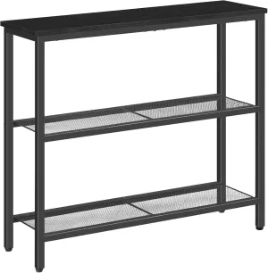 HOOBRO 29.5" Narrow Console Table, 3-Tier Entryway Table, Thin Sofa Table with Shelves, Side Table, Display Table, for Hallway, Entrance, Living Room, Bedroom, Black BB73XG01