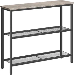 HOOBRO 29.5" Narrow Console Table, 3-Tier Entryway Table with Shelves, for Hallway, Entrance, Living Room, Bedroom, Greige and Black BG73XG01