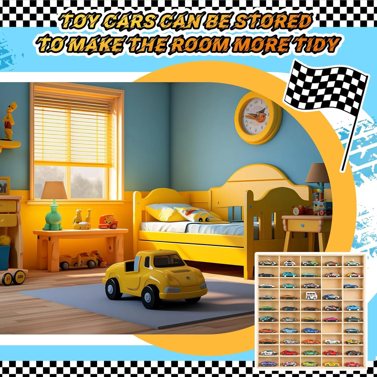 Hot 1/64 Diecast Wheels Display Case Holds Toy Cars Wooden Wall Mount Car Display Shelf Storage Organizer Case for Toy Collectibles, Wheel, Model, 10 Layers (150 Spaces in Total)