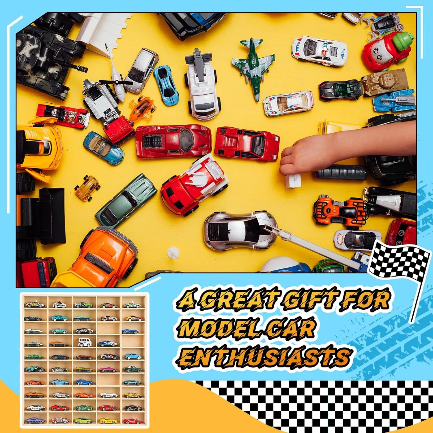 Hot 1/64 Diecast Wheels Display Case Holds Toy Cars Wooden Wall Mount Car Display Shelf Storage Organizer Case for Toy Collectibles, Wheel, Model, 10 Layers (150 Spaces in Total)