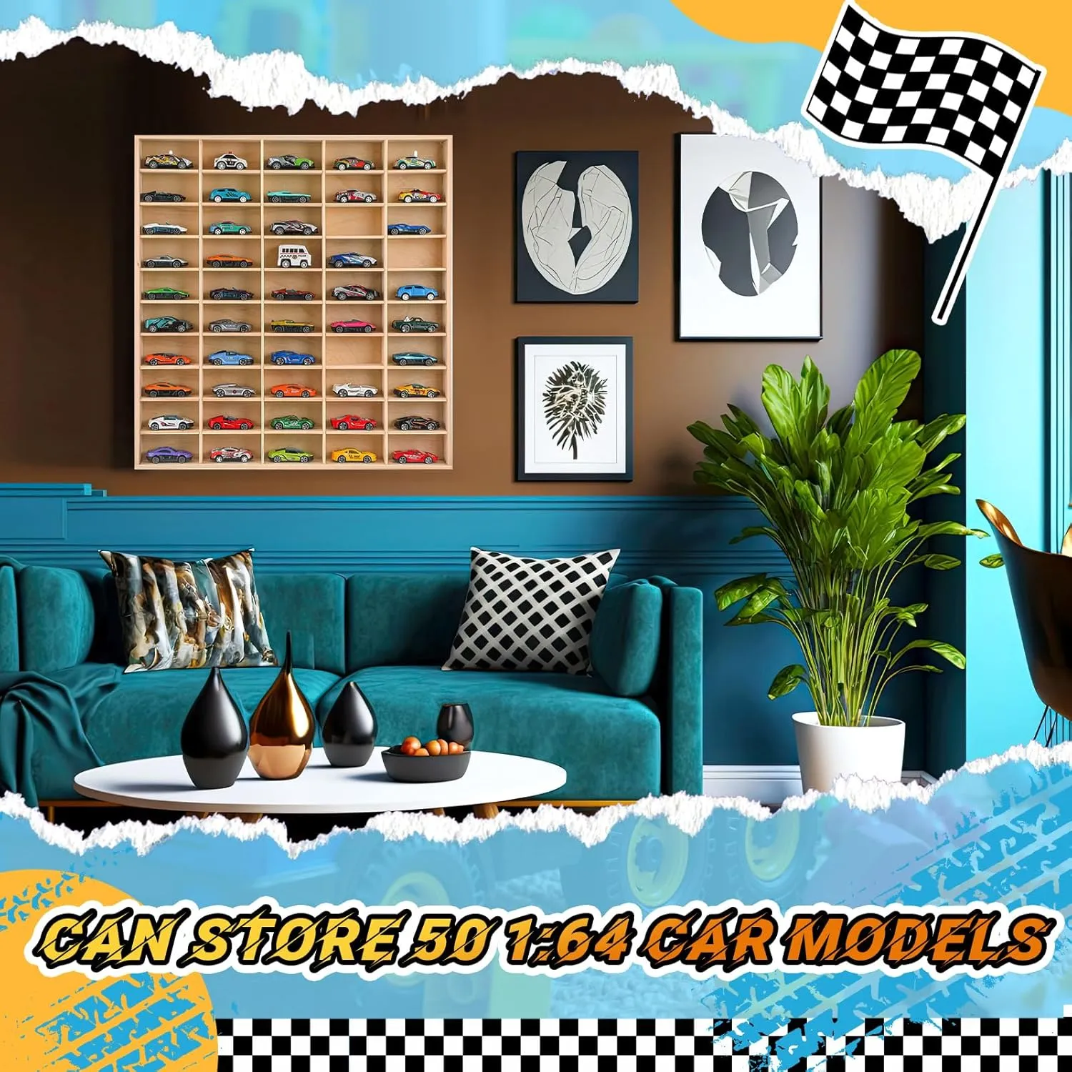 Hot 1/64 Diecast Wheels Display Case Holds Toy Cars Wooden Wall Mount Car Display Shelf Storage Organizer Case for Toy Collectibles, Wheel, Model, 10 Layers (150 Spaces in Total)