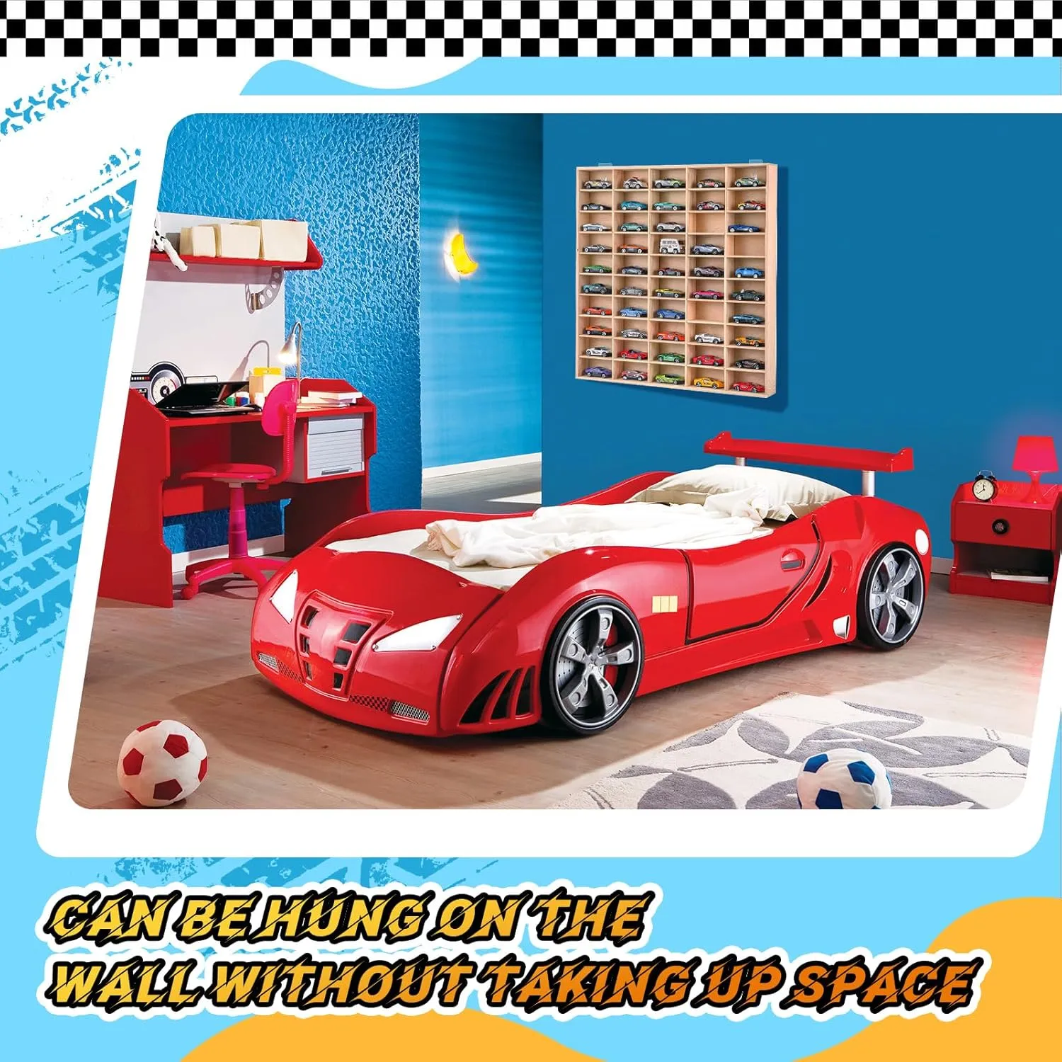 Hot 1/64 Diecast Wheels Display Case Holds Toy Cars Wooden Wall Mount Car Display Shelf Storage Organizer Case for Toy Collectibles, Wheel, Model, 10 Layers (150 Spaces in Total)