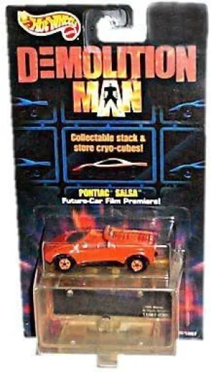 Hot Wheels - Demolition Man (Sci-Fi Action Film/Sylvester Stallone/Wesley Snipes) - Pontiac Salsa (Orange) Car Replica w/Bonus Stackable Cryo-Cube Storage Unit and Respective Picture Puzzle Segment