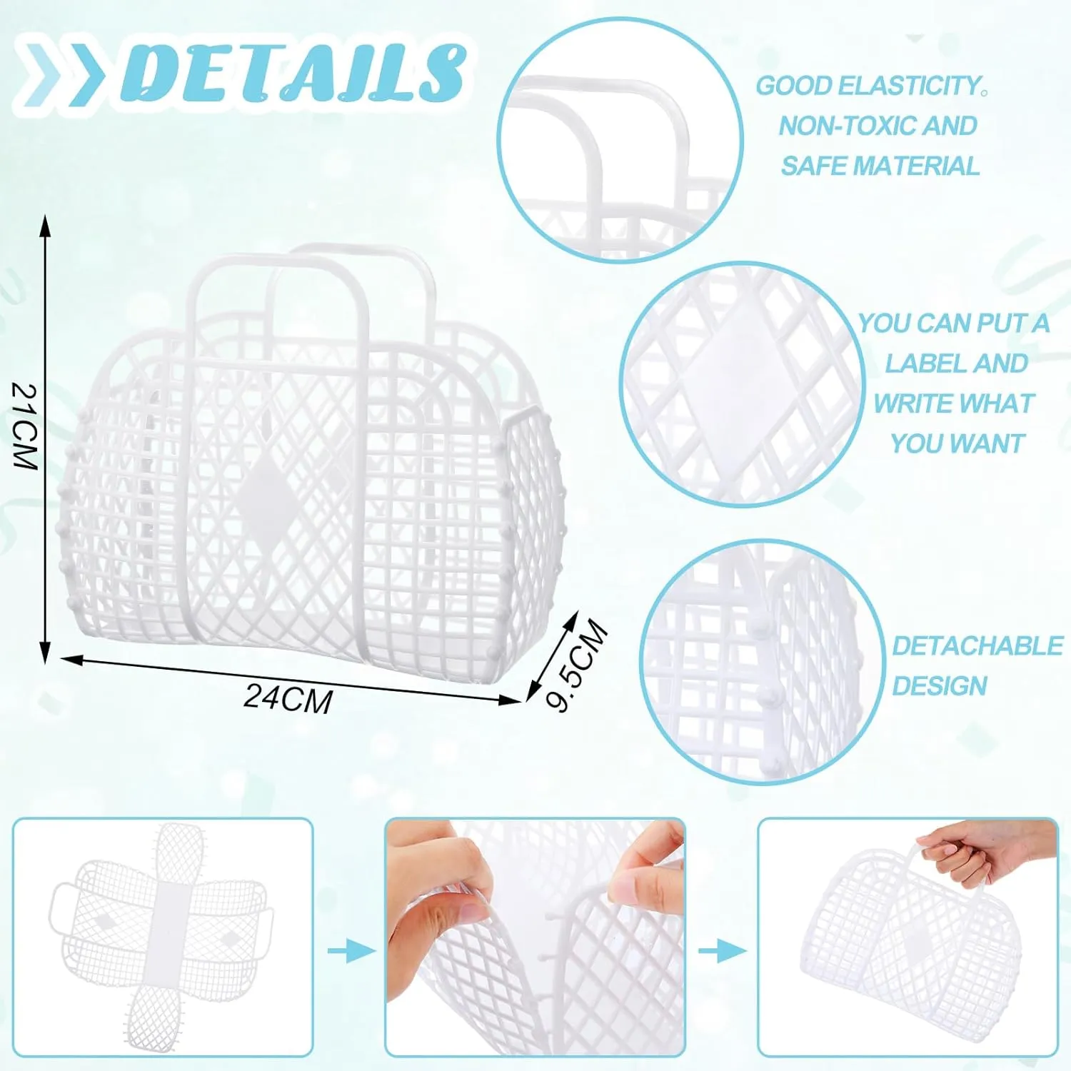 Hsei 16 Pcs Girls Jelly Purse Bags Easter Basket Reusable Jelly Beach Bag Plastic Beach Tote Gift Basket for Kid Girl