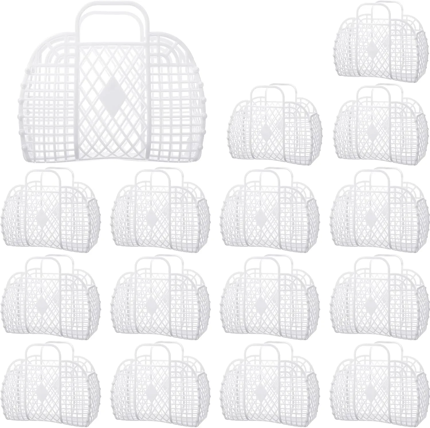 Hsei 16 Pcs Girls Jelly Purse Bags Easter Basket Reusable Jelly Beach Bag Plastic Beach Tote Gift Basket for Kid Girl