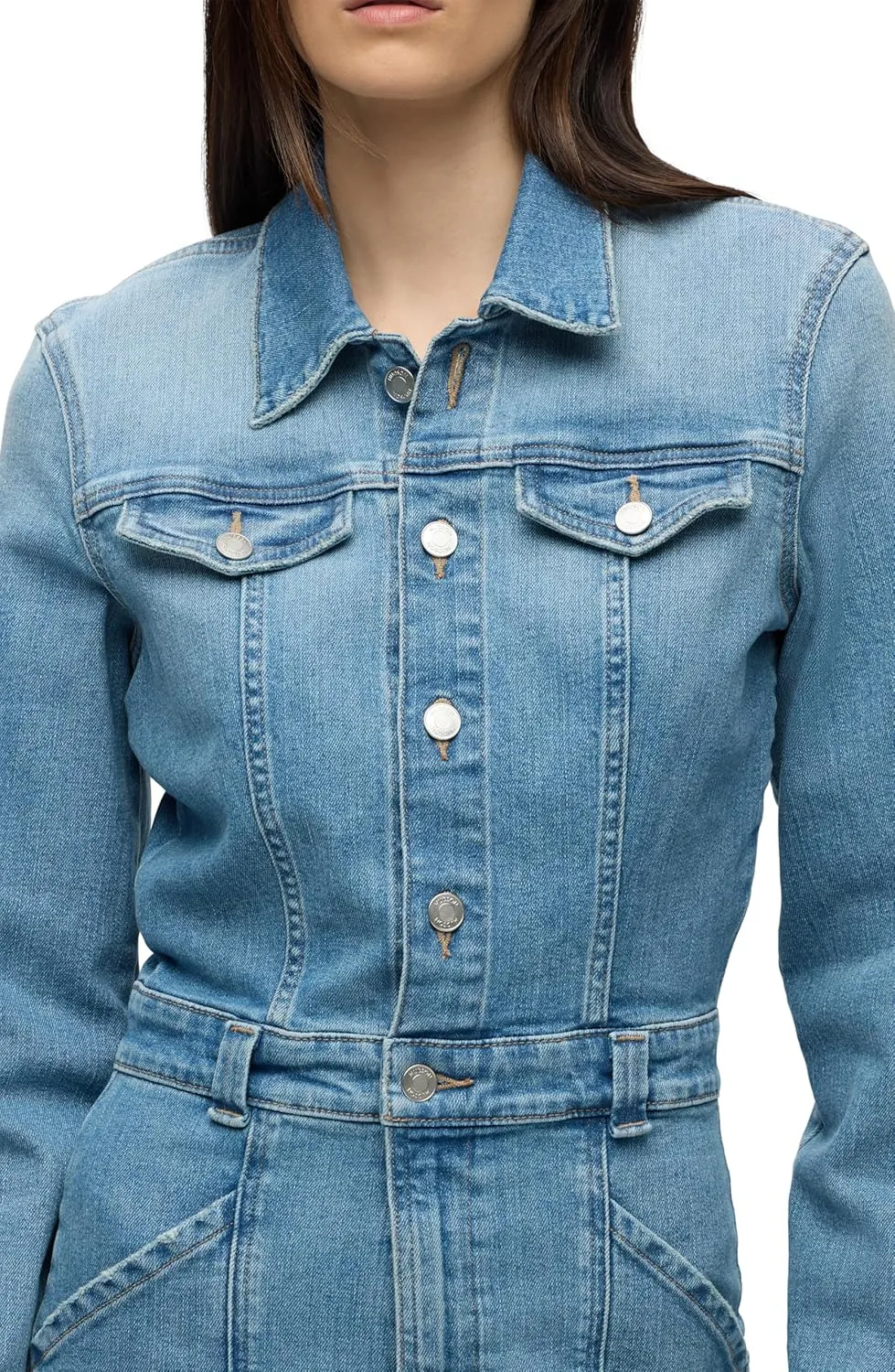 HUDSON Women's Cargo Long Sleeve Denim Reconstructed Dress