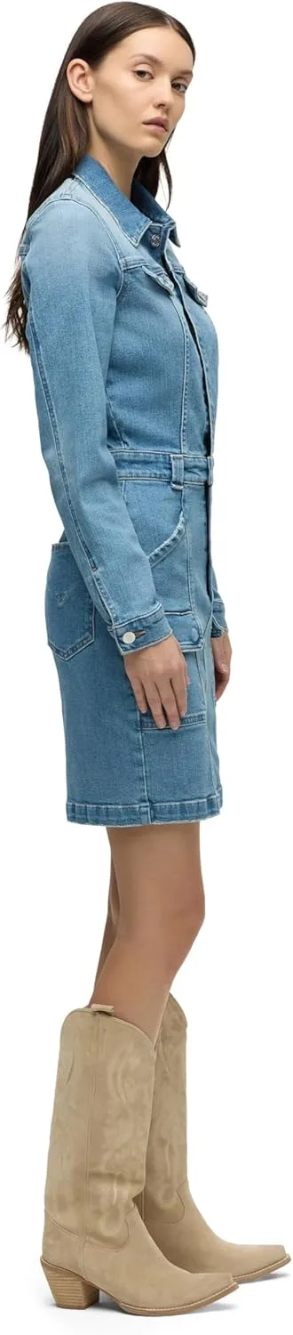 HUDSON Women's Cargo Long Sleeve Denim Reconstructed Dress