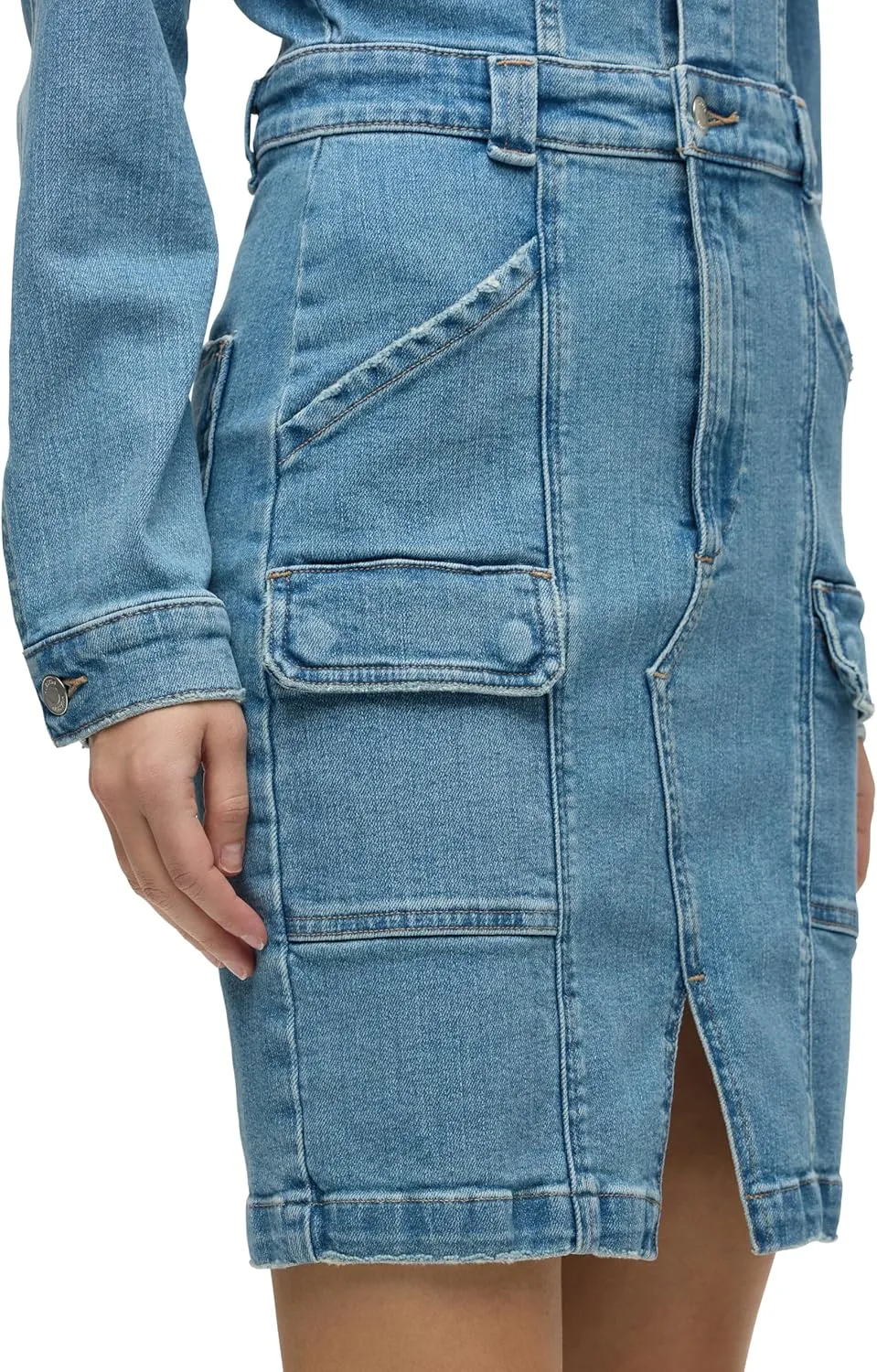 HUDSON Women's Cargo Long Sleeve Denim Reconstructed Dress