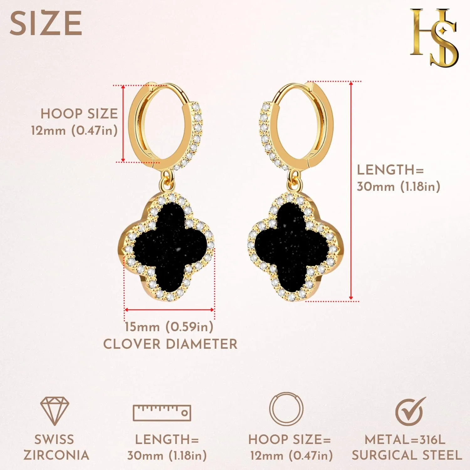 Huggie Hoop Clover Earrings for Women | Mother of Pearl Clover Dangle Hoop Earrings | Lovely Gift