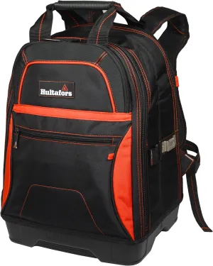 Hultafors Work Gear HT5535 Molded Base Tool Backpack, 33 Pockets, Ergonomic Silicone Rubber Carrying Handle, Heavy Duty Ballistic Polyester Tool Carrier, Adjustable Slip-Resistant Shoulder Straps