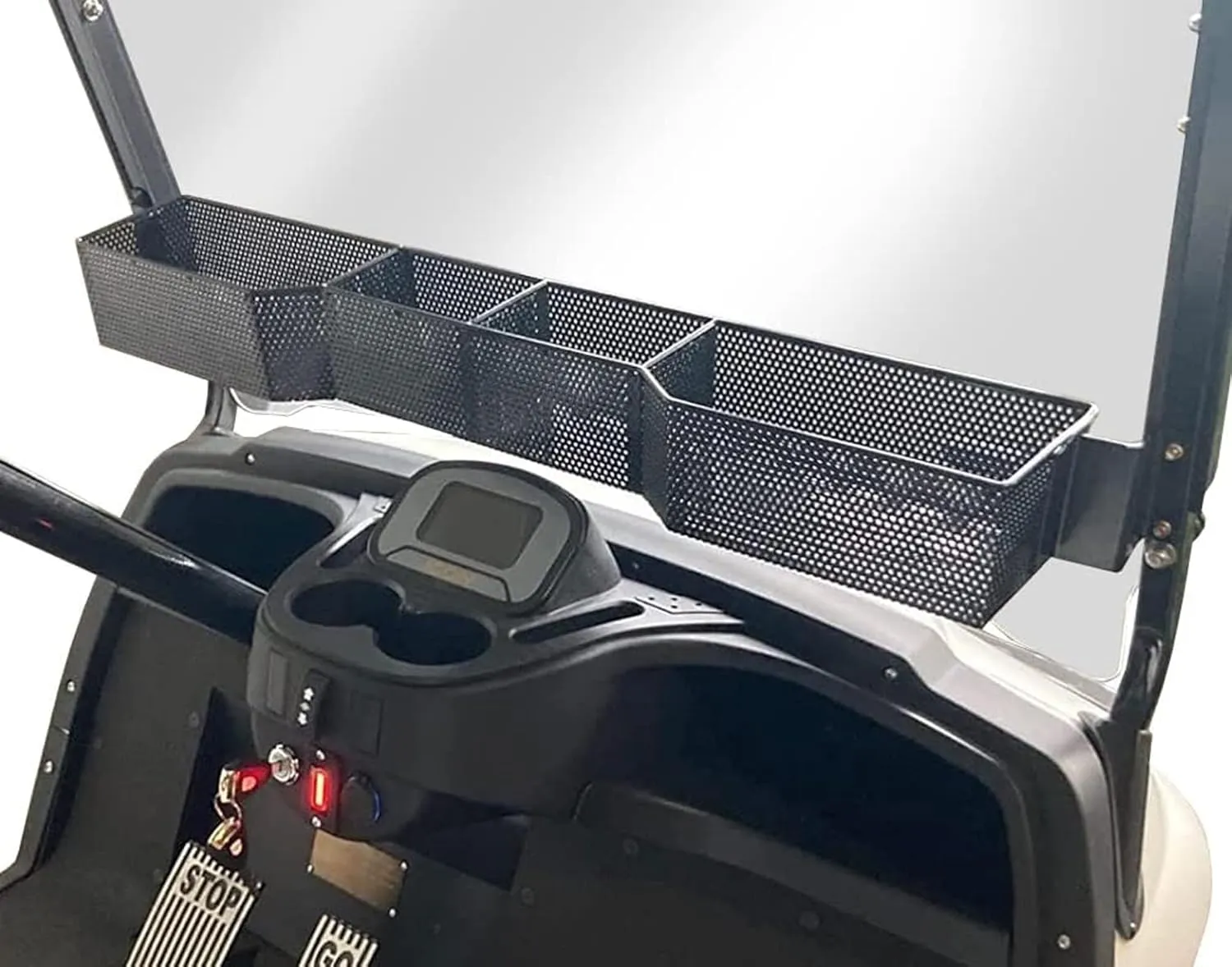 Huskey Golf Cart Baskets Front,One Piece Design Golf Cart Storage Baskets Compatible with I-CON Golf Carts, Sturdy and Larger Compartments.