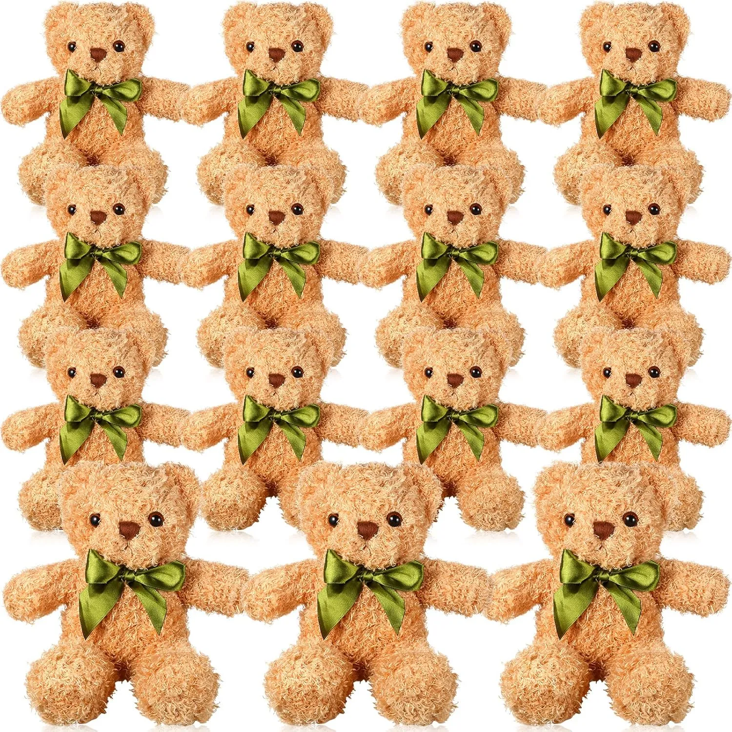 HyDren 15 Pieces Plush Stuffed Bears 10 Inch Cute Soft Stuffed Animal Bear Toy with Bow Tie for Graduation Baby Shower Birthday Party Gift Favors(Light Brown)