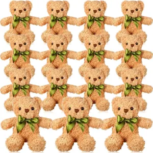 HyDren 15 Pieces Plush Stuffed Bears 10 Inch Cute Soft Stuffed Animal Bear Toy with Bow Tie for Graduation Baby Shower Birthday Party Gift Favors(Light Brown)