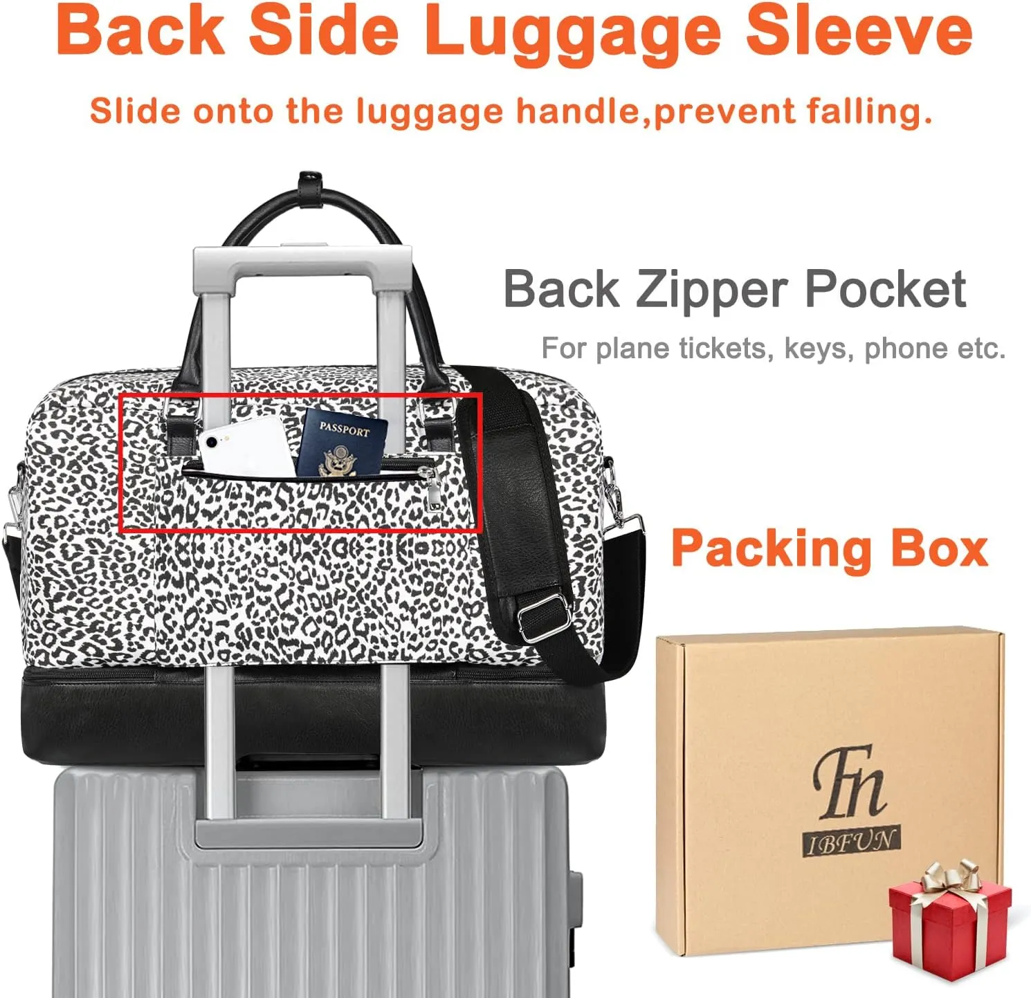 IBFUN Weekender Bags for Women, 21" Weekender Travel Bag, Travel Duffle Bag with Shoe Compartment Carry on Overnight Duffel Bag for Weekend Travel Business Trip, 3PCS