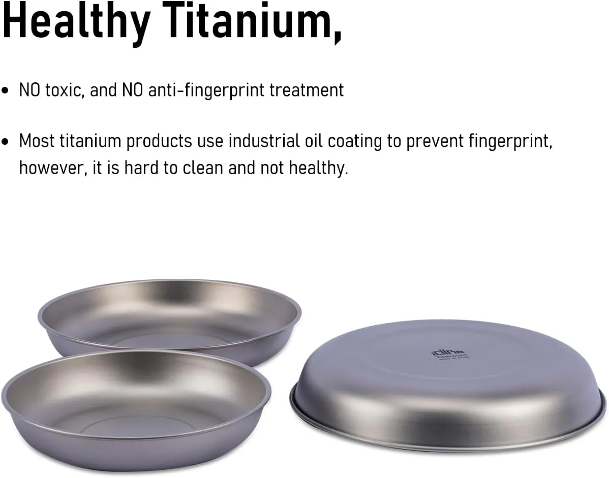 iClimb Titanium Plate Ultralight Compact Portable Flatware Tableware with Bag for Outdoor Camping Backpacking Hiking Travel Picnic (S)