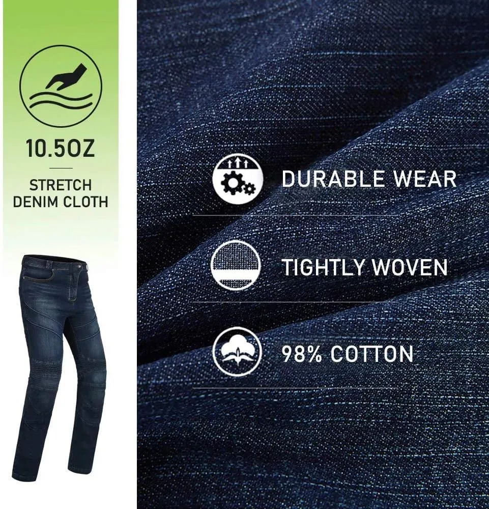 ILM Motorcycle Dirt Bike Pants for Men CE Armored Motocross Riding Gear Jeans Motorbike Adventure Touring Pant BJN01 Blue