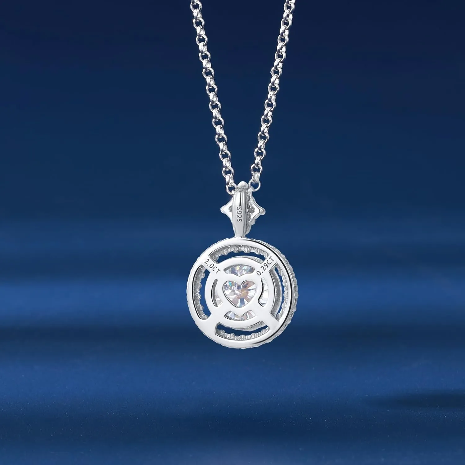 Imitation Diamond 18K Gold Vermeil Necklace for Women, Halo Moissanite Charm Necklace with Non Tarnish Sterling Silver 18" Chain   2" Extender, Dainty Jewelry Gifts