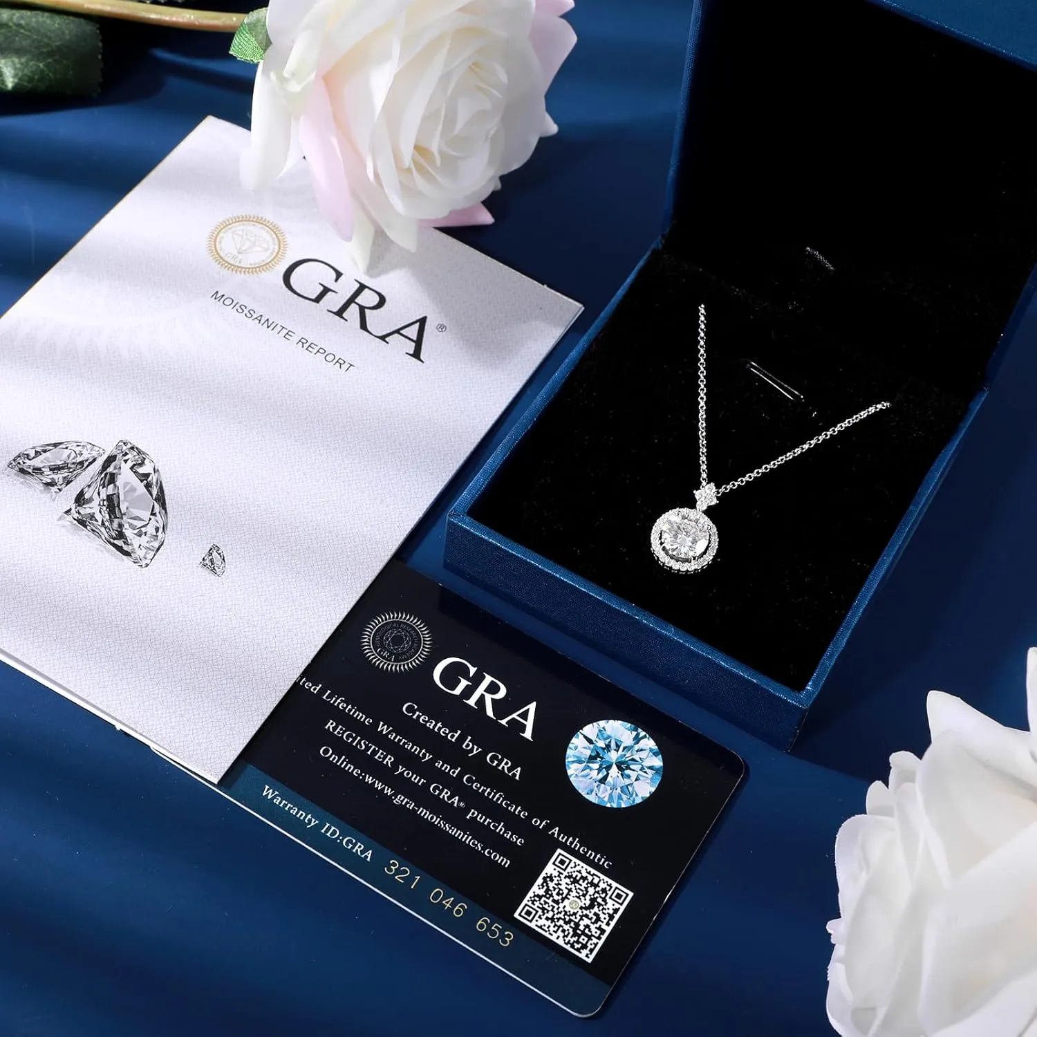 Imitation Diamond 18K Gold Vermeil Necklace for Women, Halo Moissanite Charm Necklace with Non Tarnish Sterling Silver 18" Chain   2" Extender, Dainty Jewelry Gifts