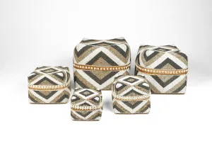 Indonesian Beaded Boxes XL- Gray/Nat