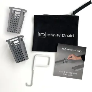 Infinity Drain HMK-38-2A Hair Maintenance Kit. Includes maintenance guide, AKEY Lift-out key, and (2) HB 32 Hair Baskets.