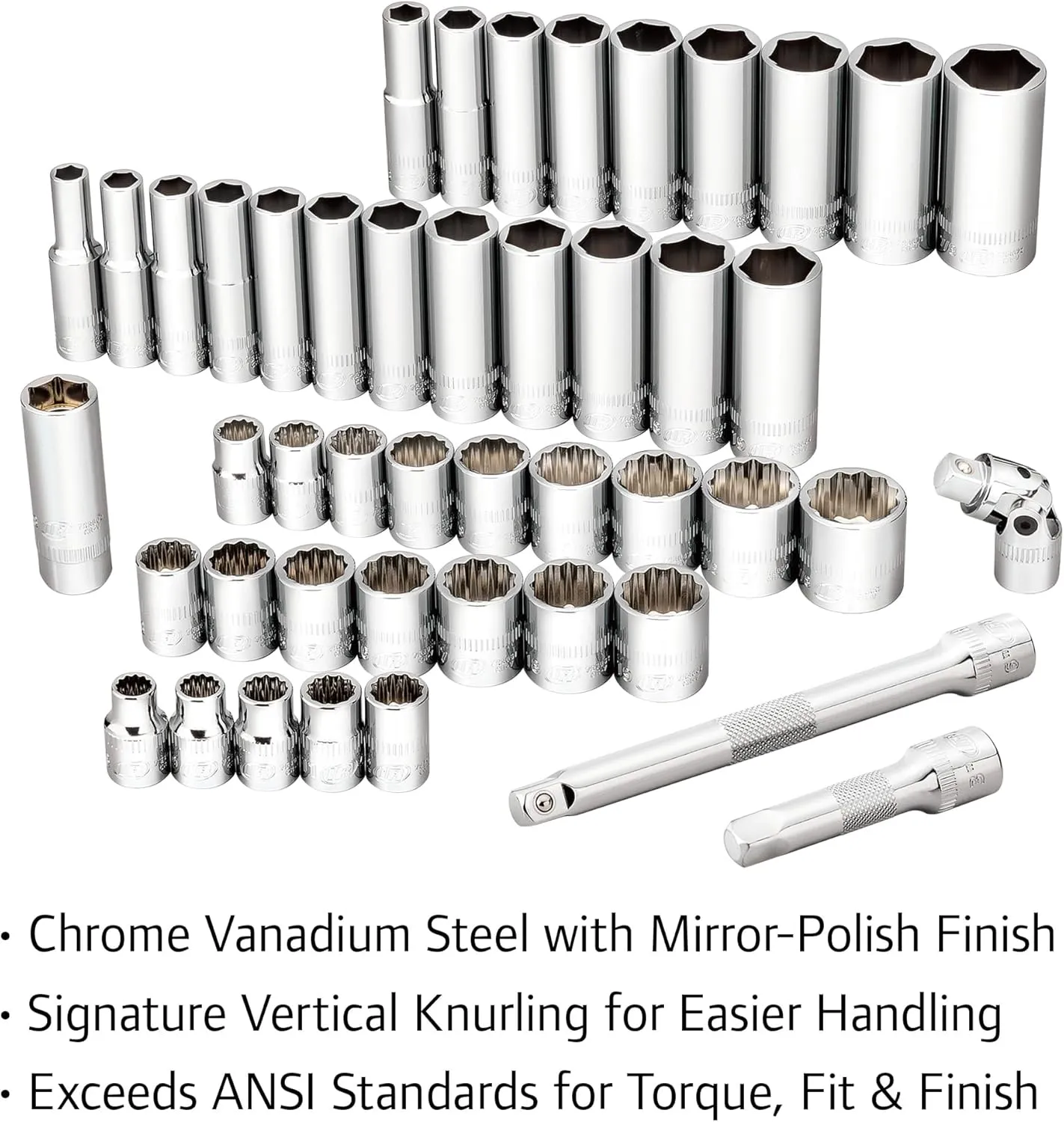 Ingersoll Rand 68 Pc. 3/8 in. Drive SAE/Metric Master Mechanics Tool Set- 752018
