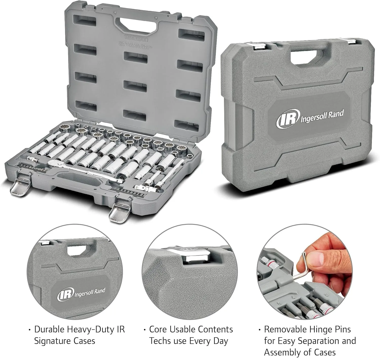 Ingersoll Rand 68 Pc. 3/8 in. Drive SAE/Metric Master Mechanics Tool Set- 752018