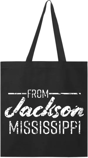 inktastic From Jackson Mississippi in White Distressed Text Tote Bag