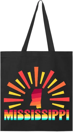 inktastic Mississippi with Retro Sunset Tote Bag