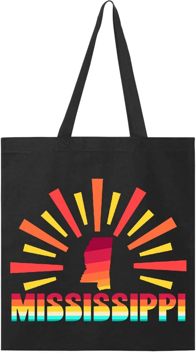 inktastic Mississippi with Retro Sunset Tote Bag