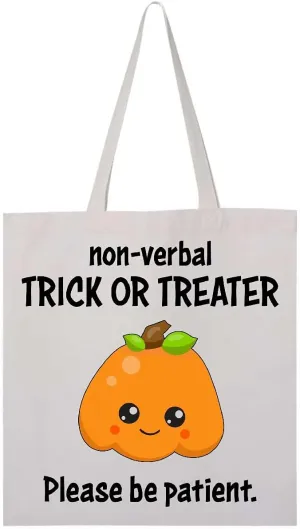 inktastic Non-Verbal Trick or Treater with Cute Pumpkin Tote Bag