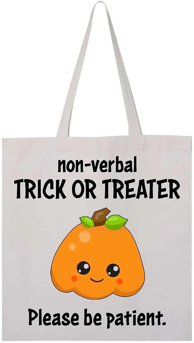 inktastic Non-Verbal Trick or Treater with Cute Pumpkin Tote Bag