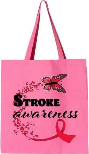 inktastic Stroke Awareness Butterfly Red Ribbon Tote Bag