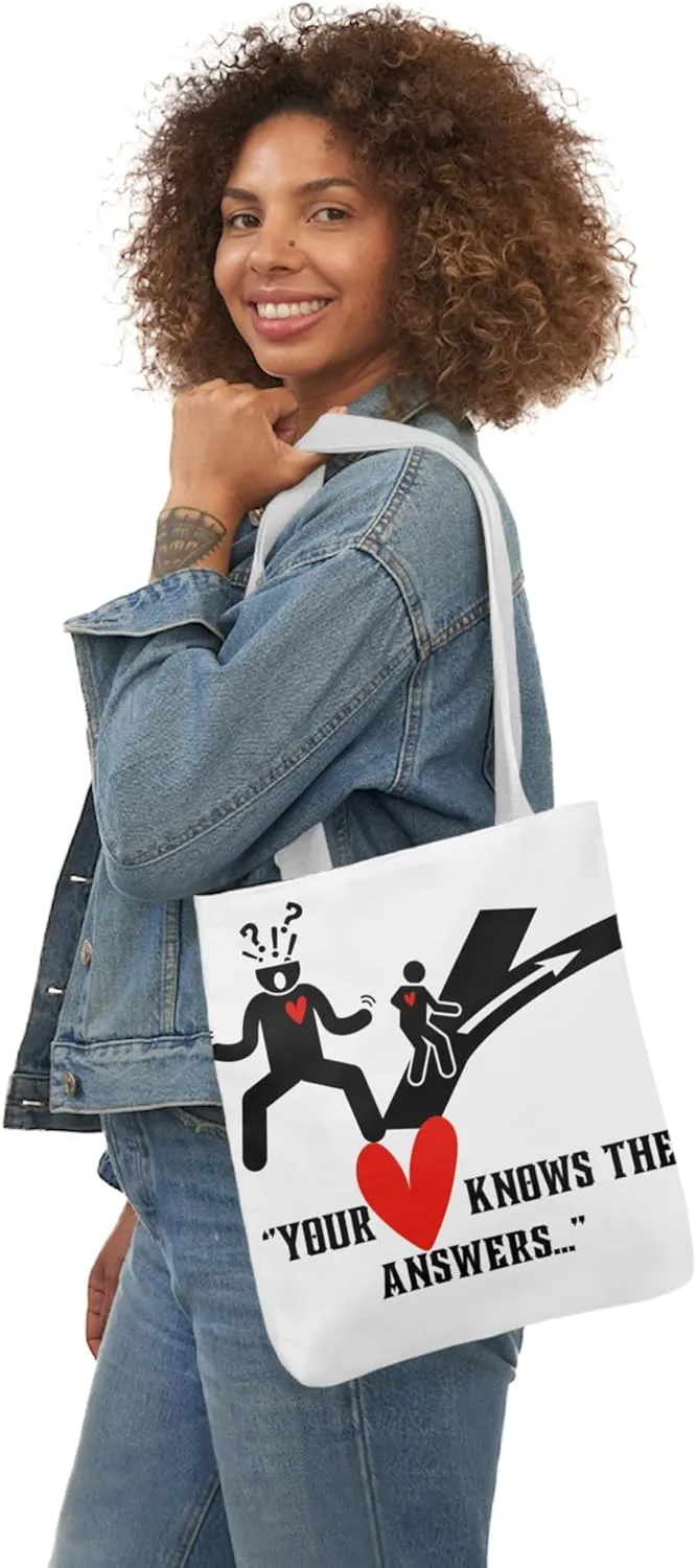 Inspirational Tote Bag, Eco-Friendly Reusable, Gift for Friends, Motivational Canvas Bag, Your Heart Knows the Answers