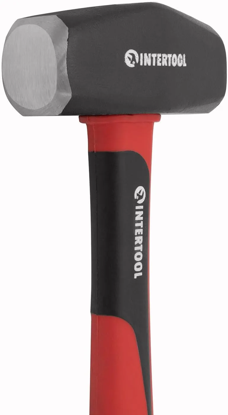 INTERTOOL 4lb Small Sledge Hammer 14.75” Club Drilling Hammer - Small Sledgehammer with Heavy-Duty Steel & Shock-Resistant Non-Slip Fiberglass Handle for Construction and Demolition - HT08-0247