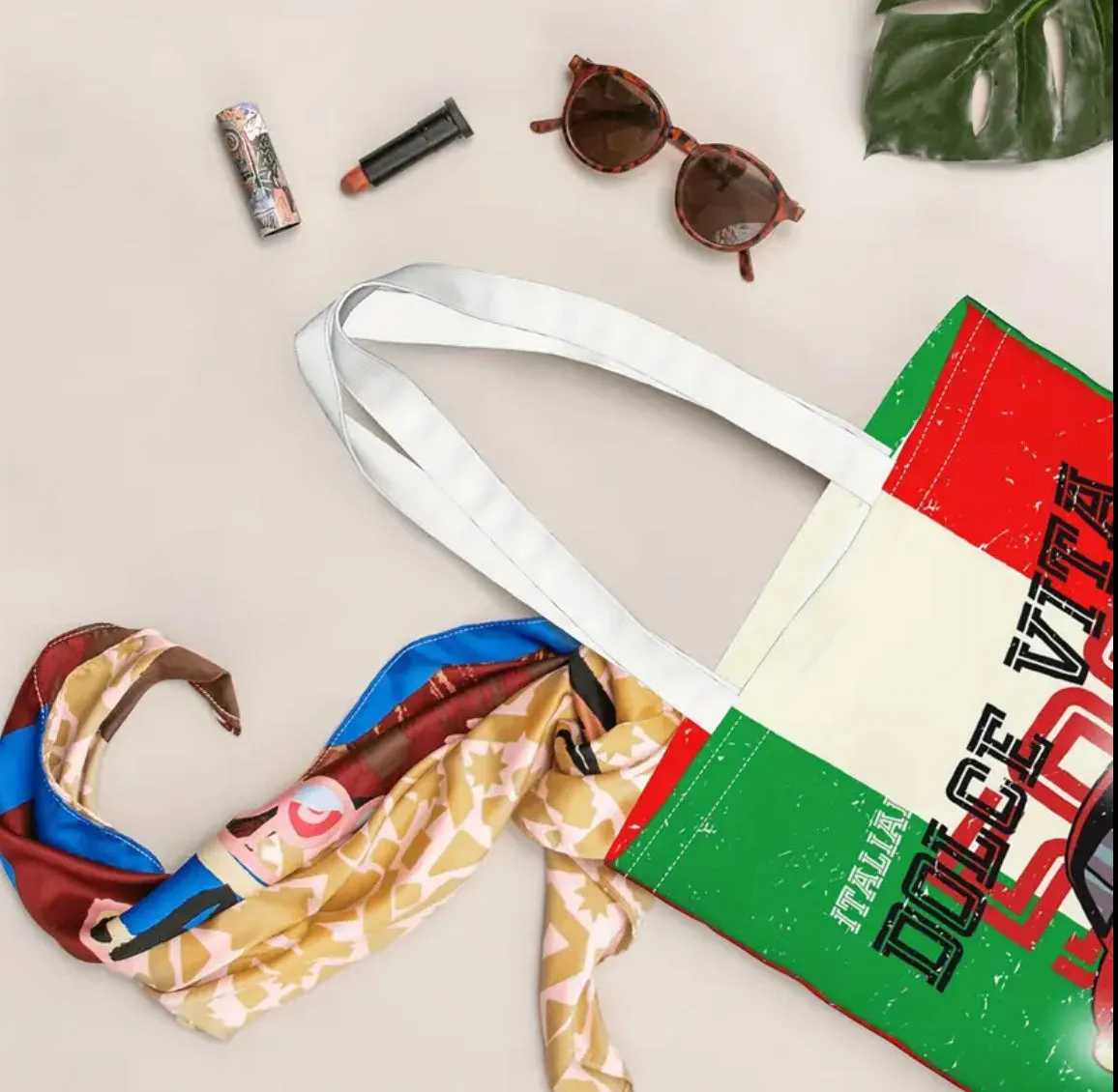 Italian Dolce Vita & Fiat- 500 Canvas Shopping,Tote Bag