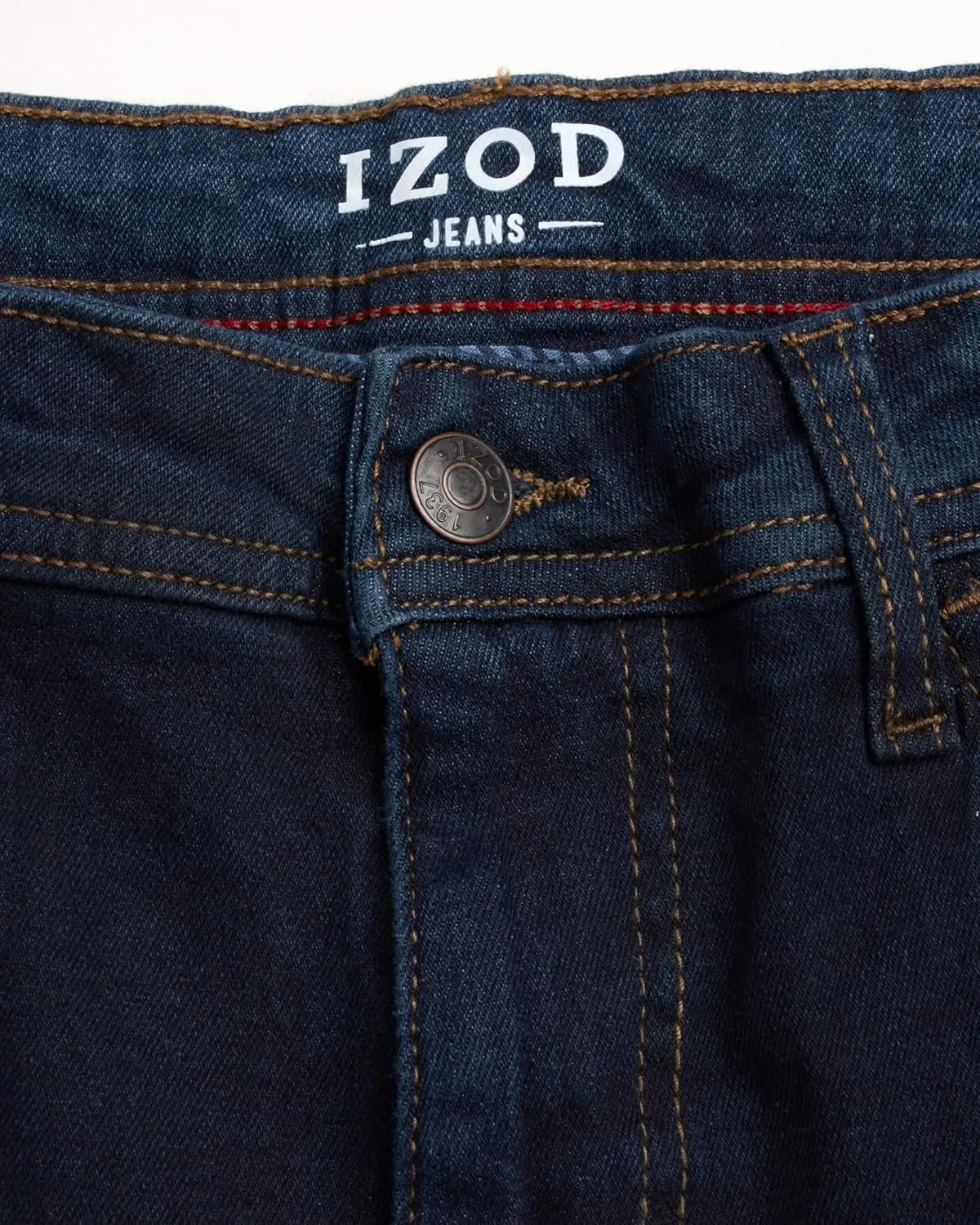 IZOD Men's Denim Jeans - Comfort Stretch Mid Rise Relaxed Fit Jeans for Men - Classic Men's Cotton 5 Pocket Denim Pants