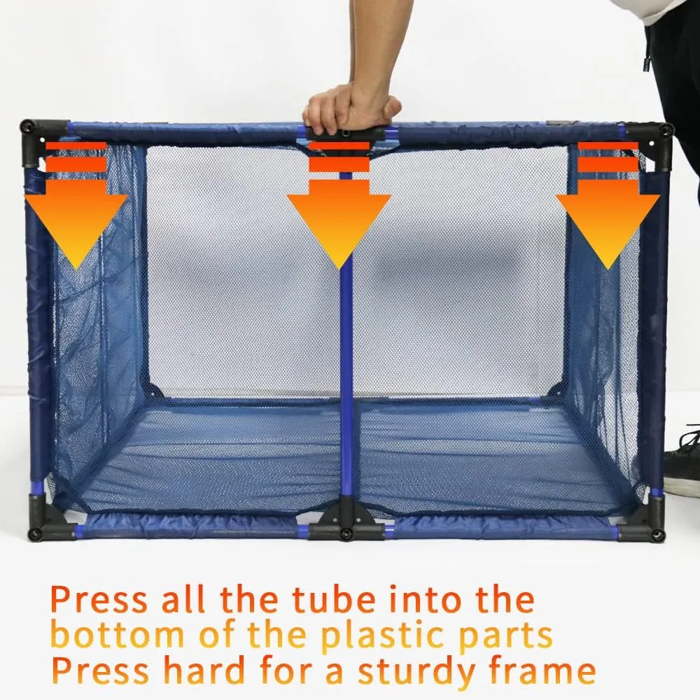 JEFEE Pool Storage Bins Rolling Cart Organizer with Nylon Mesh for Pool Floats, Balls, Toys, Large Capacity 37.2" L x 24.8" W x 35.4" H Blue