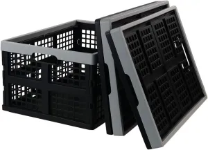 Jekiyo 34-Liter Folding Crates Storage, Collapsible Container Plastic, Set of 3