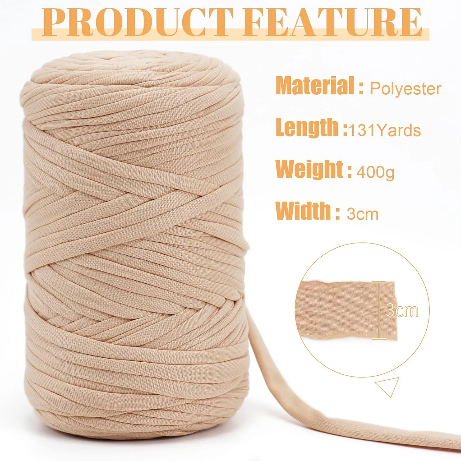 JeogYong T-Shirt Yarn, 400g/131 Yards Elastic Fabric Crochet Cloth T Shirt Yarn, Thick Hand Knitting Polyester Fabric Ribbon for Crocheting Bags/Baskets/Rugs, Home Decor, DIY Crafts (Black)