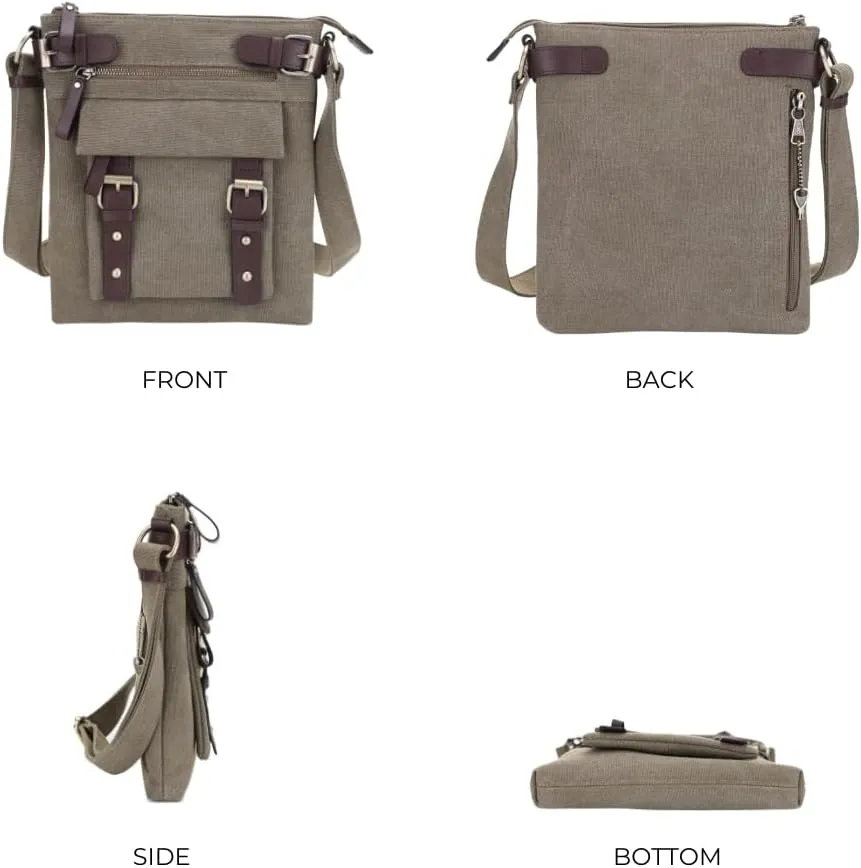 JESSIE & JAMES Bailey Canvas Concealed Carry Crossbody Bag for Women, Multi Pocket Medium Messenger Bags