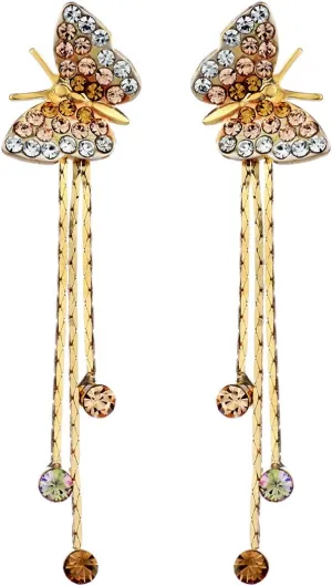 Jewelry 14K Gold Plated Yellow Auden Rhinestones Drop Dangle Earrings Two Colors